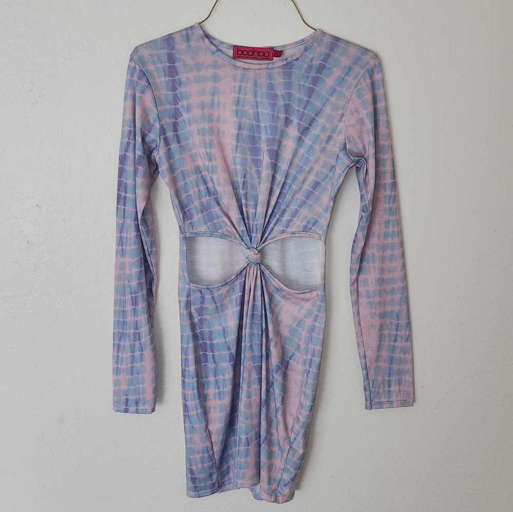Boohoo Cut Out Tie Dye Mini Dress